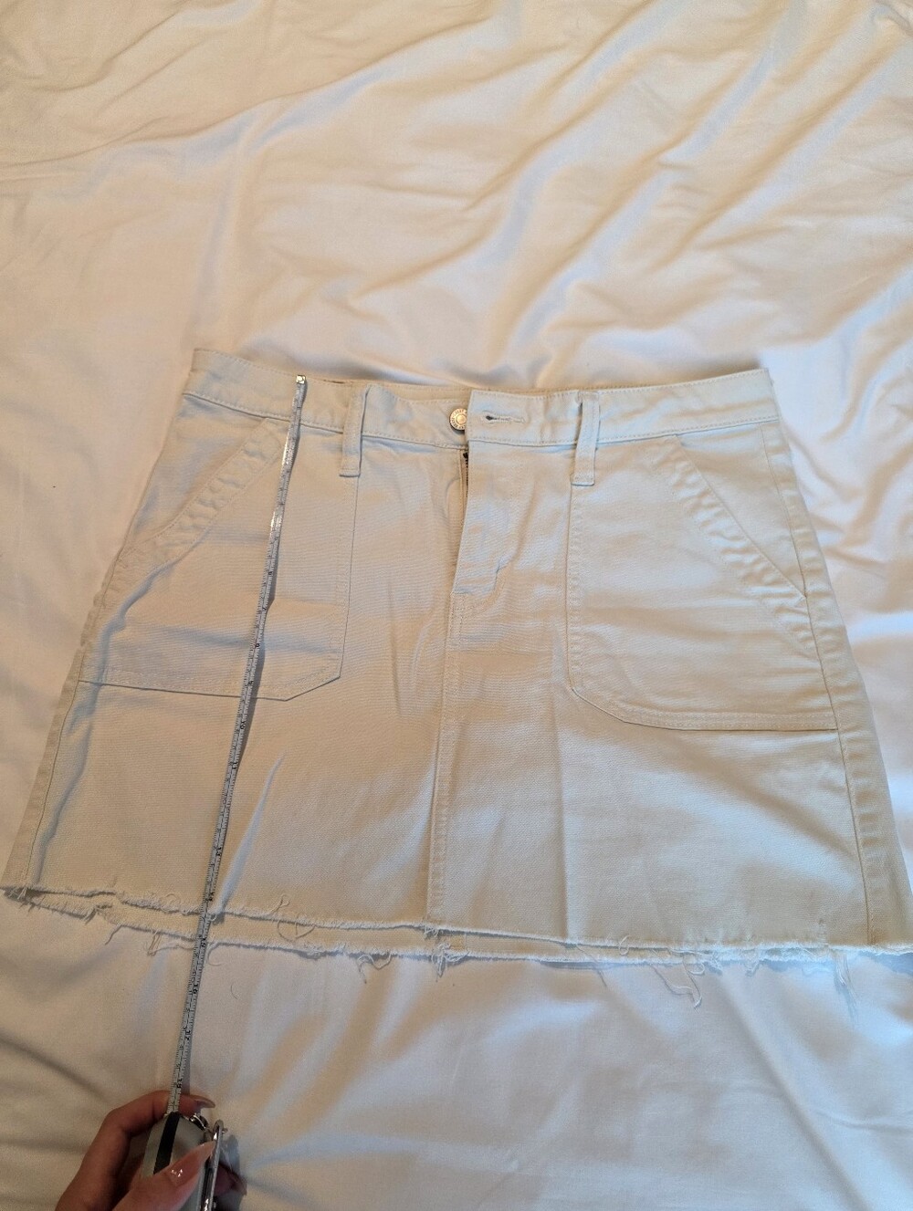 Lucky Brand Cream A-Line Mini Skirt with Frayed Hem